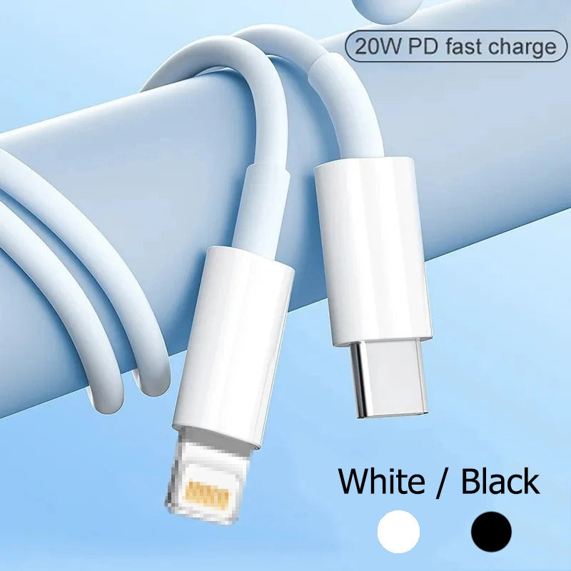 20W PD USB-C to Lightning Fast Charging Cable – iPhone 14 & 15 Compatible | TPE (1m)