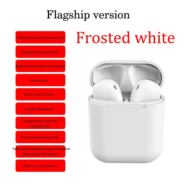 TWS Bluetooth Earbuds with Charging Case – Touch Control, Siri, 8 Colors