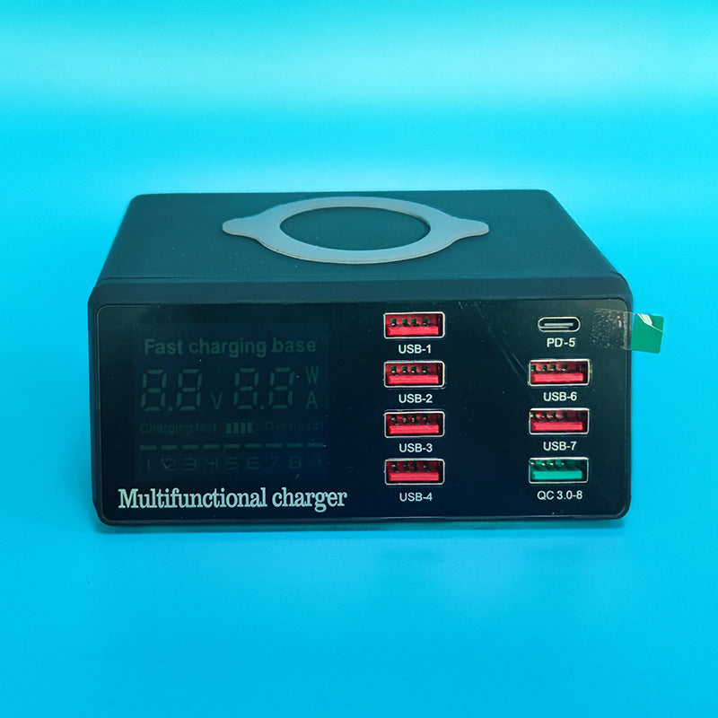 100W Multi-Port Desktop Charging Station – QC3.0, PD, USB & 10W Wireless Charging Stand