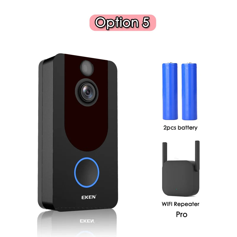 EKEN V7 1080P WiFi Video Doorbell with PIR Motion Detection, Two-Way Audio & Night Vision