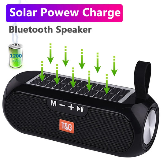 Solar-Powered Bluetooth 5.0 Speaker with FM Radio, TF Card & AUX – 10W Hi-Fi Stereo