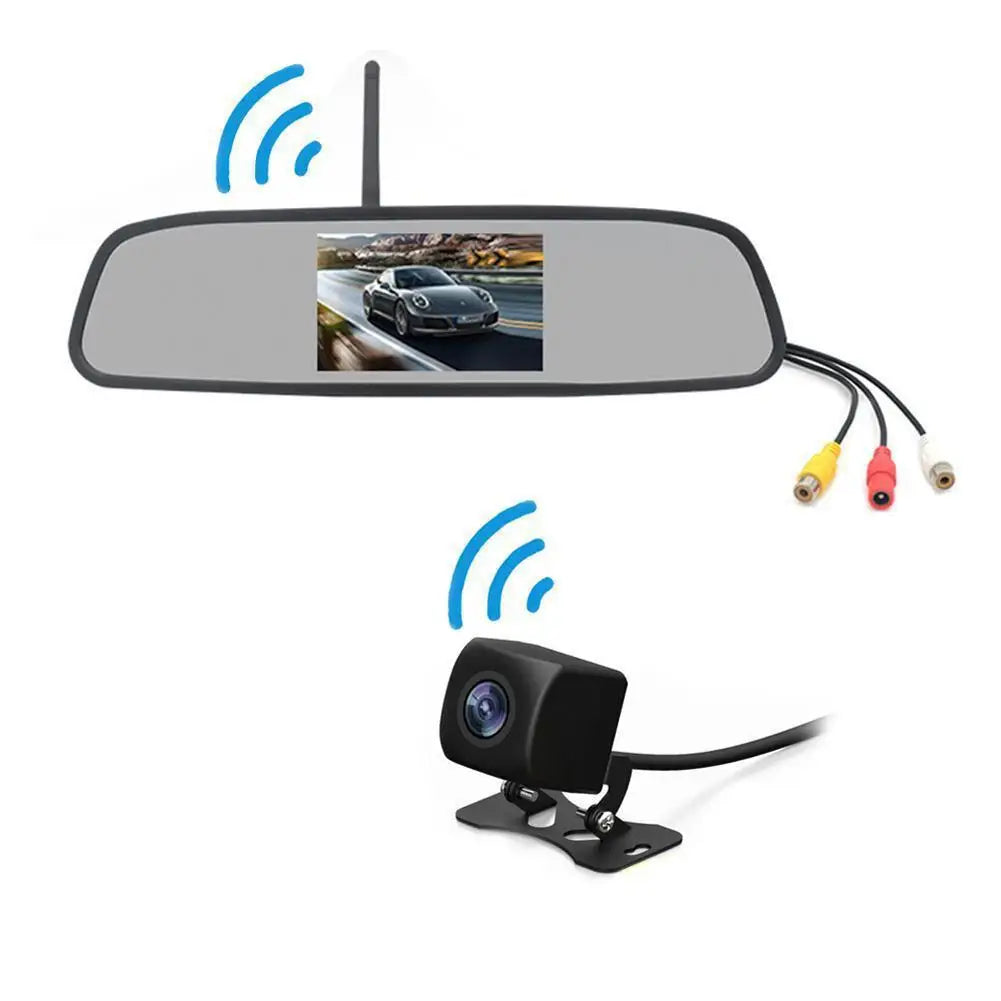 4.3" Wireless Backup Camera System – IP67, 170°, 2.4GHz, Rearview Mirror Monitor