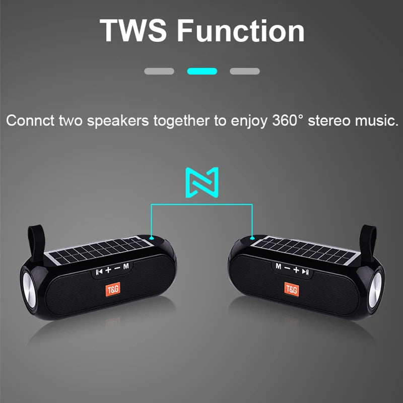 Solar-Powered Bluetooth 5.0 Speaker with FM Radio, TF Card & AUX – 10W Hi-Fi Stereo