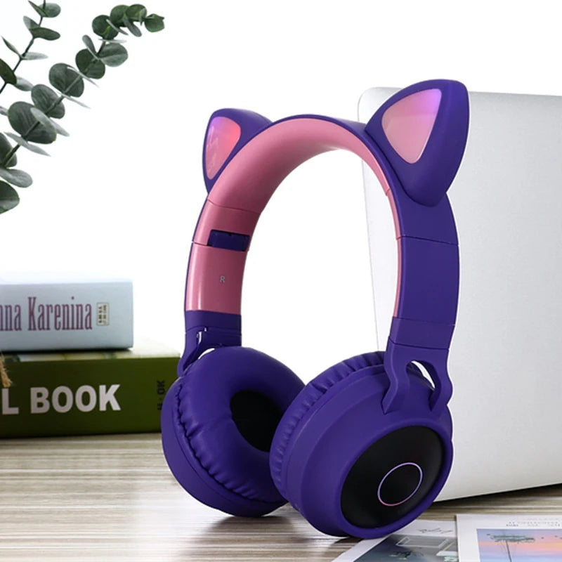 LED Cat Ear Bluetooth Headphones – ANC, TF Card, Wired & Wireless, 5 Colors