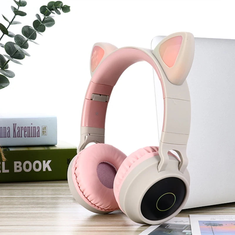 LED Cat Ear Bluetooth Headphones – ANC, TF Card, Wired & Wireless, 5 Colors