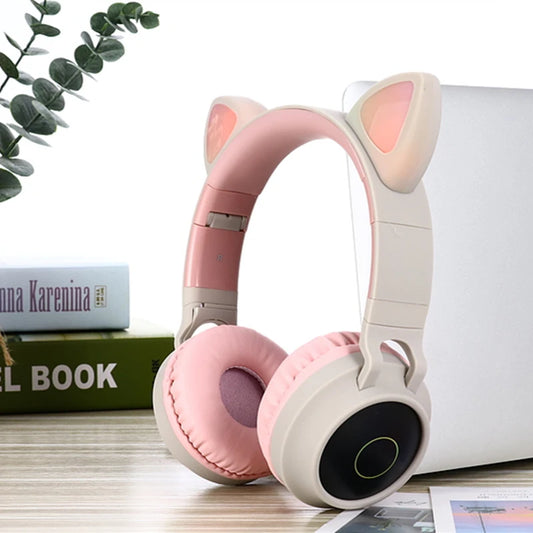 LED Cat Ear Bluetooth Headphones – ANC, TF Card, Wired & Wireless, 5 Colors