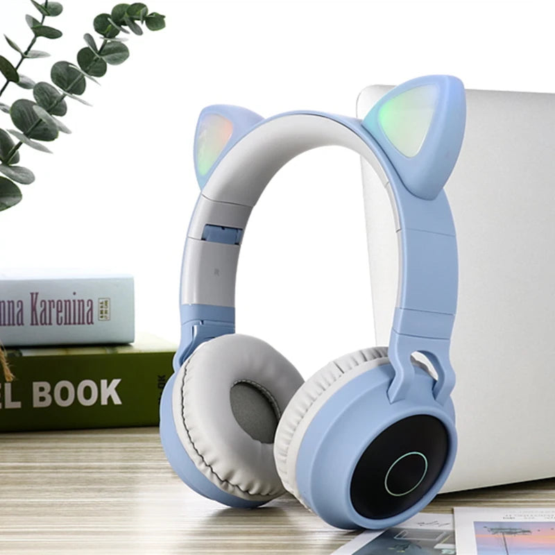 LED Cat Ear Bluetooth Headphones – ANC, TF Card, Wired & Wireless, 5 Colors