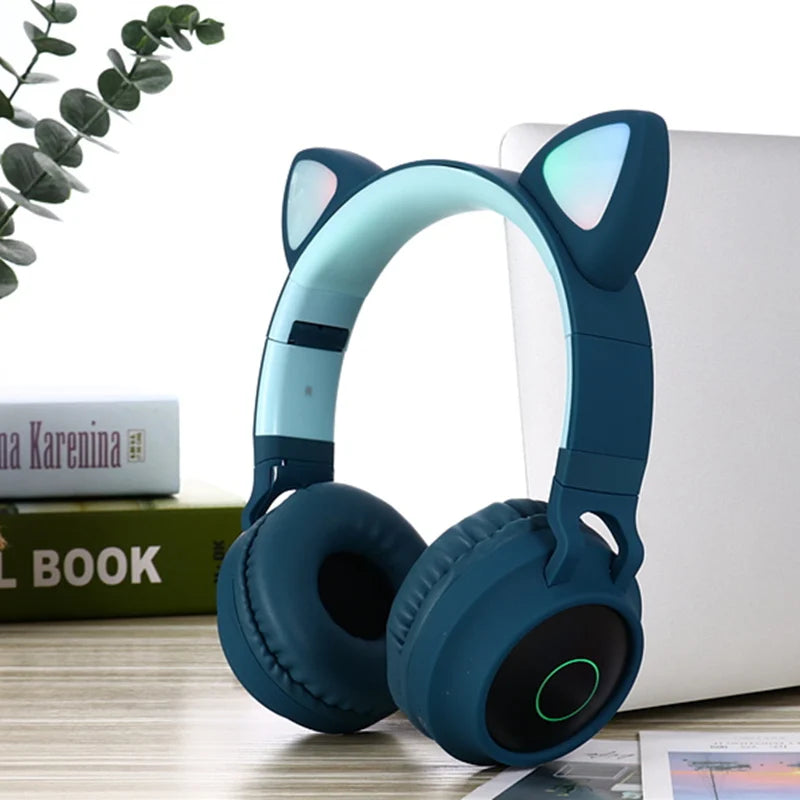 LED Cat Ear Bluetooth Headphones – ANC, TF Card, Wired & Wireless, 5 Colors