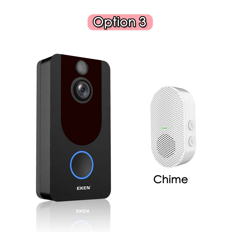 EKEN V7 1080P WiFi Video Doorbell with PIR Motion Detection, Two-Way Audio & Night Vision