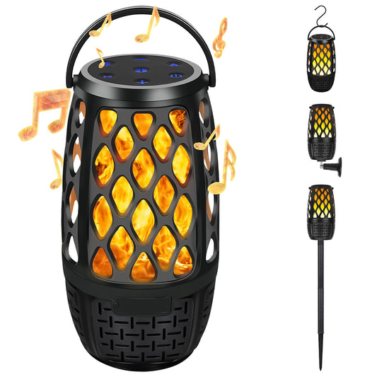 Outdoor Flame LED Speaker – 10W, IPX5 Waterproof, Bluetooth 5.3, 4-in-1 Mount Options