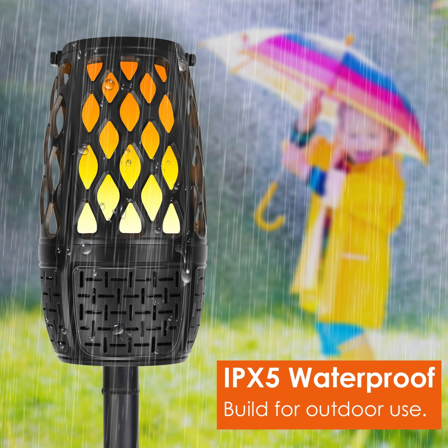 Outdoor Flame LED Speaker – 10W, IPX5 Waterproof, Bluetooth 5.3, 4-in-1 Mount Options