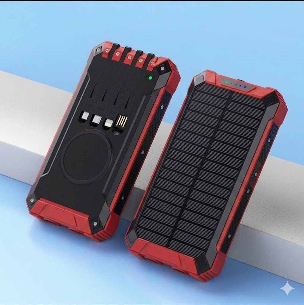 Solar Power Bank with Wireless Charging – 10000mAh / 20000mAh Outdoor Portable Charger