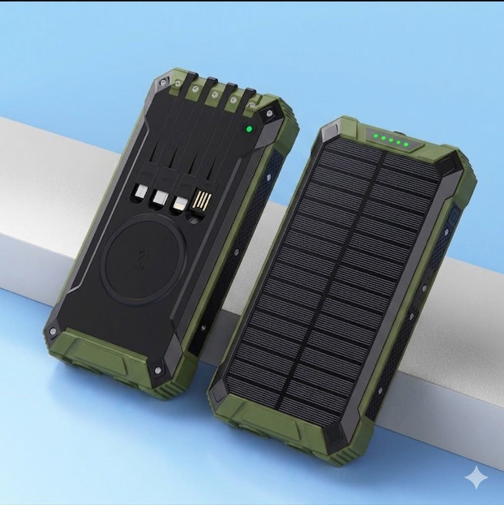 Solar Power Bank with Wireless Charging – 10000mAh / 20000mAh Outdoor Portable Charger